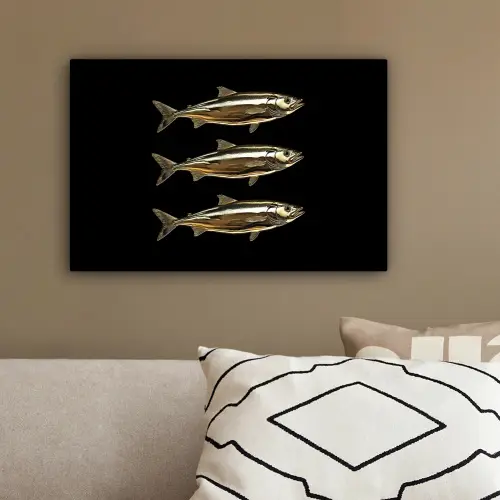 Vissen - Goud - Zwart canvas 2cm klein -sfeer3
