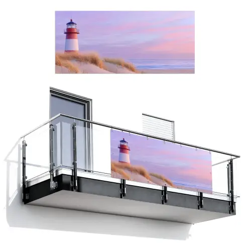 Vuurtoren - Duinen - Zonsondergang Balkonbeschermer Duitsland klein -3d