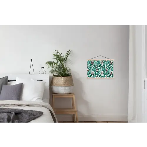 Dierenprint - Panter - Bladeren - Tropisch - Jungle textielposter latten blank klein -woonkamer