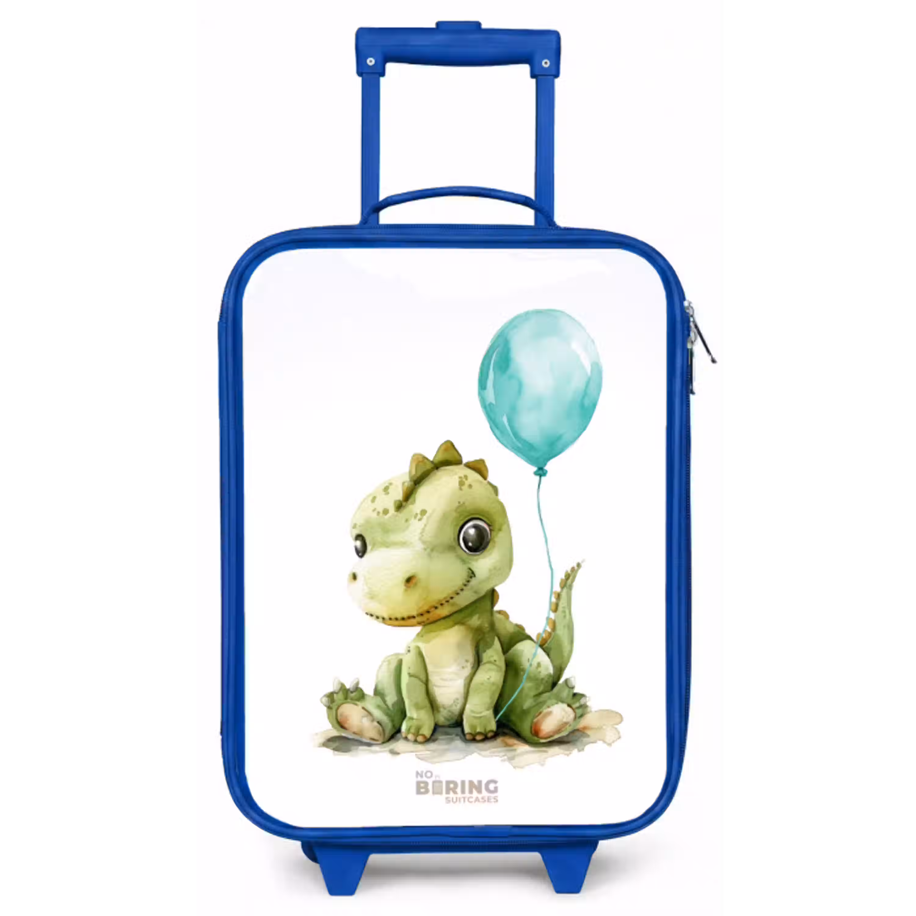 Dino met blauwe ballon Kinderkoffer - Blauw klein -zz3dotto