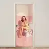 Roze - Retro - Vrouw deurposter klein -3d_beige