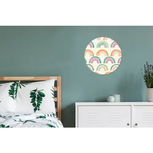 Regenboog - Pastel - Patroon Wandcirkel aluminium klein -slaapkamer