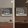 Wasbeer - Cute - Pasta - Tafelkleed - Zwart - Wit Light Box met batterij (Wandlamp) middel -sfeer3