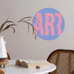 Art - Roze - Blauw Wandcirkel behangsticker klein -sfeer3