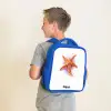 Oranje Zeester Illustratie Kinderrugzak - Blauw middel -sfeer2