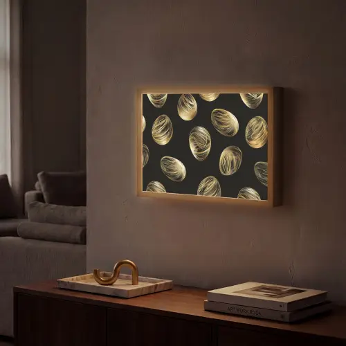 Eieren - Goud - Patroon Light Box met batterij (Wandlamp) middel -sfeer1