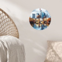 Bomen Frankfurt- Stad - Skyline - Brug Wandcirkel behangsticker klein -sfeer4
