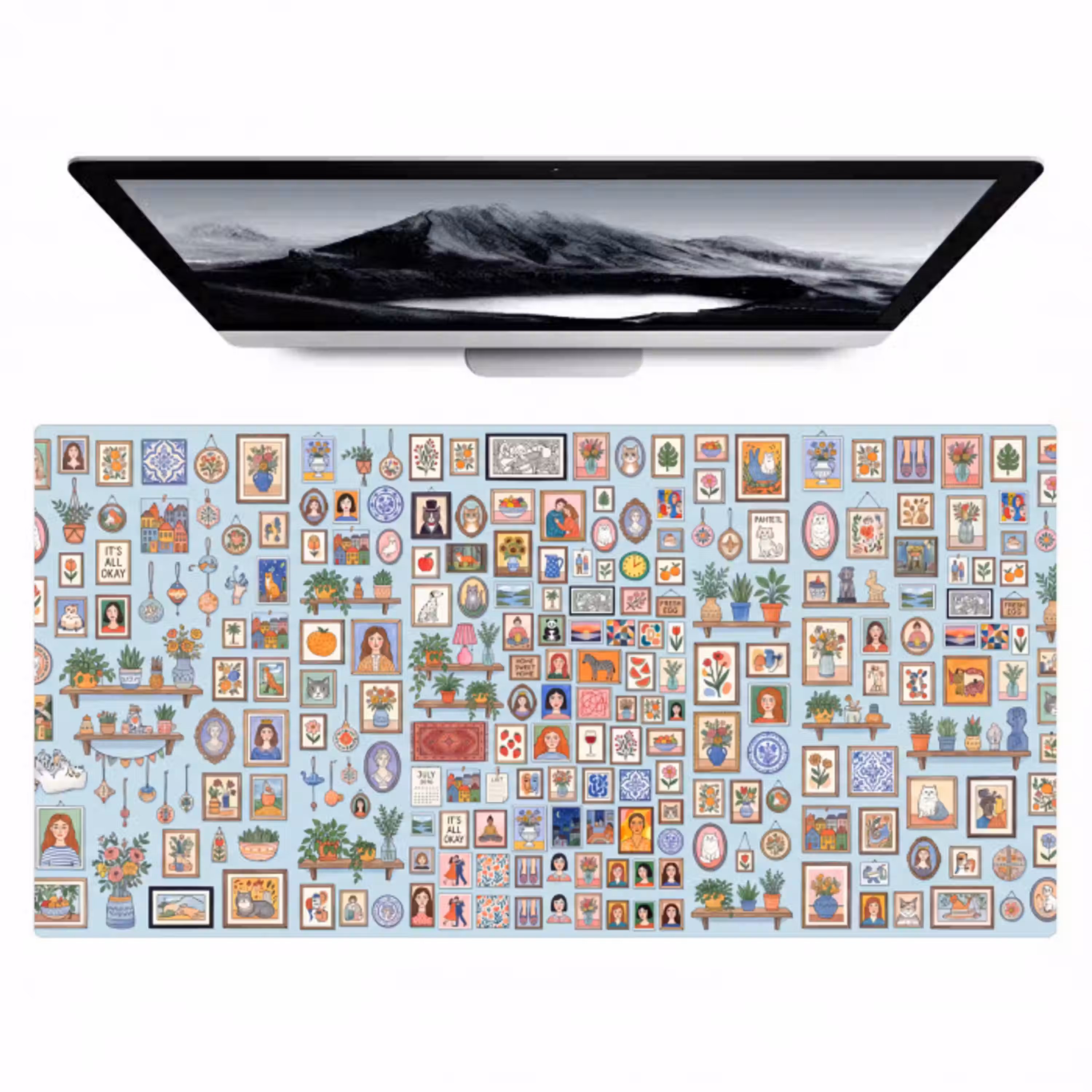 Wanddecoratie - Collectie - Huis - Illustratief - Kleurrijk Muismat XXL klein -zzz3d