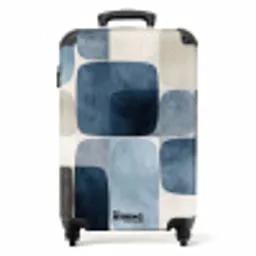 Patroon - Blauw - Vierkanten NBS - Handbagage koffer - Volwassenen Unisex middel -productfoto_recht