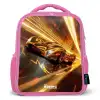 Gouden raceauto in een tunnel Kinderrugzak - Roze middel -3d