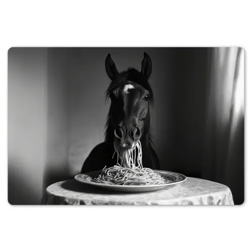 Paard - Bord - Pasta - Tafelkleed - Zwart Wit - Dieren Placemat vinyl groot -zzsfeer1_Kitchenyeah-website
