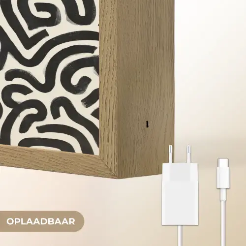 Modern - Abstract - Zwart Light Box met batterij (Wandlamp) middel 907 -USP_websiteoplaadbaarNL