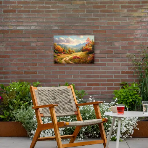 Landschap - Illustratie - Natuur Tuinposter op houten frame 2 cm dik klein -sfeer3