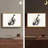 Viool - Oranje - Zwart - Penseelstreken Light Box met batterij (Wandlamp) middel -sfeer3