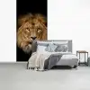Leeuw - Portret - Zwart - Dieren fotobehang vinyl groot -slaapkamer