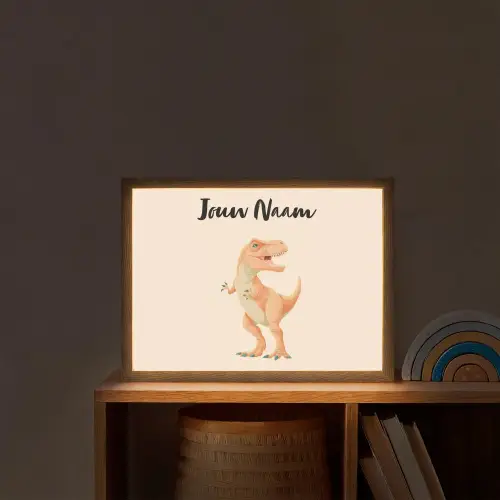 Dino - T-Rex - Oranje Light Box met batterij (Wandlamp kind) middel -sfeer1_kind