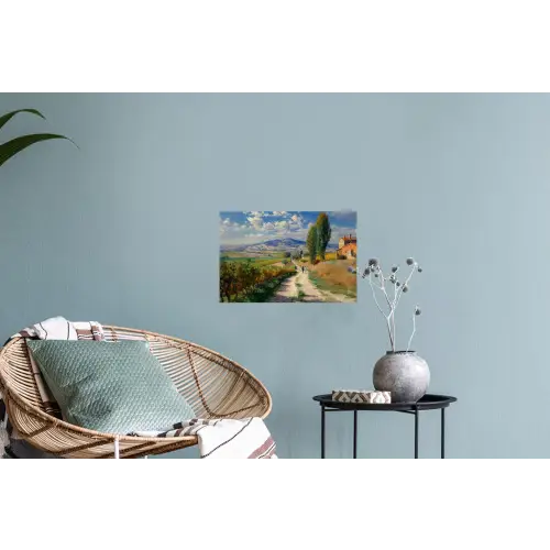 Mensen - Wandelen - Zandpad - Velden Muursticker klein -plant