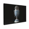 Microfoon - Delfts blauw - Muziek Tuinposter op houten frame 2 cm dik klein -3d