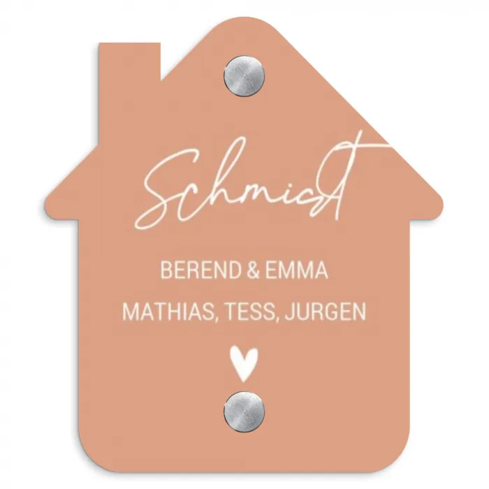 Zalmroze - Sierlijk Naambord Huisje klein -3d