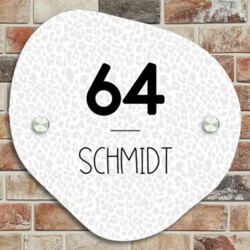 Lichtgrijs luipaard - Modern Naambord Organisch middel -sfeer10