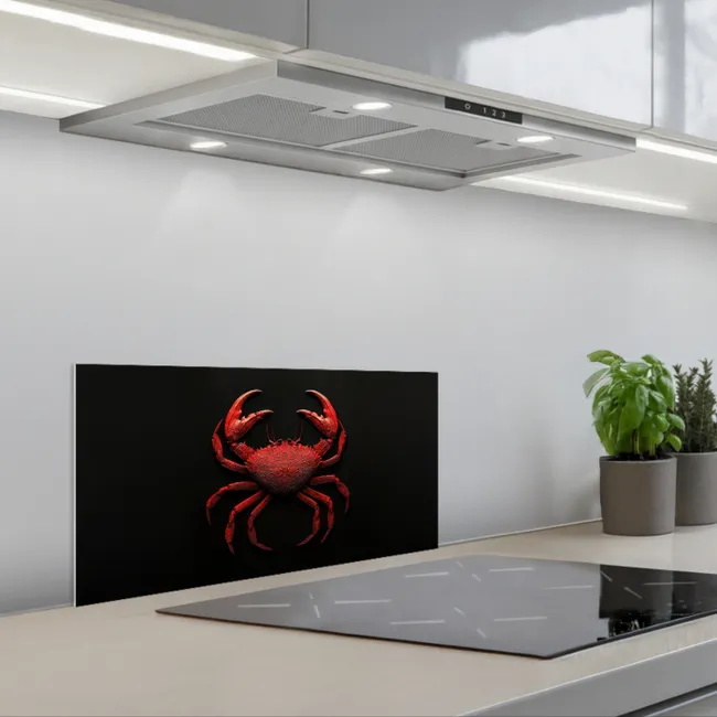 Krab - Rood - Vissen - Schaaldieren keuken achterwand spatscherm klein -3d_schuin