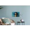 Vrouw - Bloemen - Vlinders - Blauw - Abstract Muursticker klein -plant
