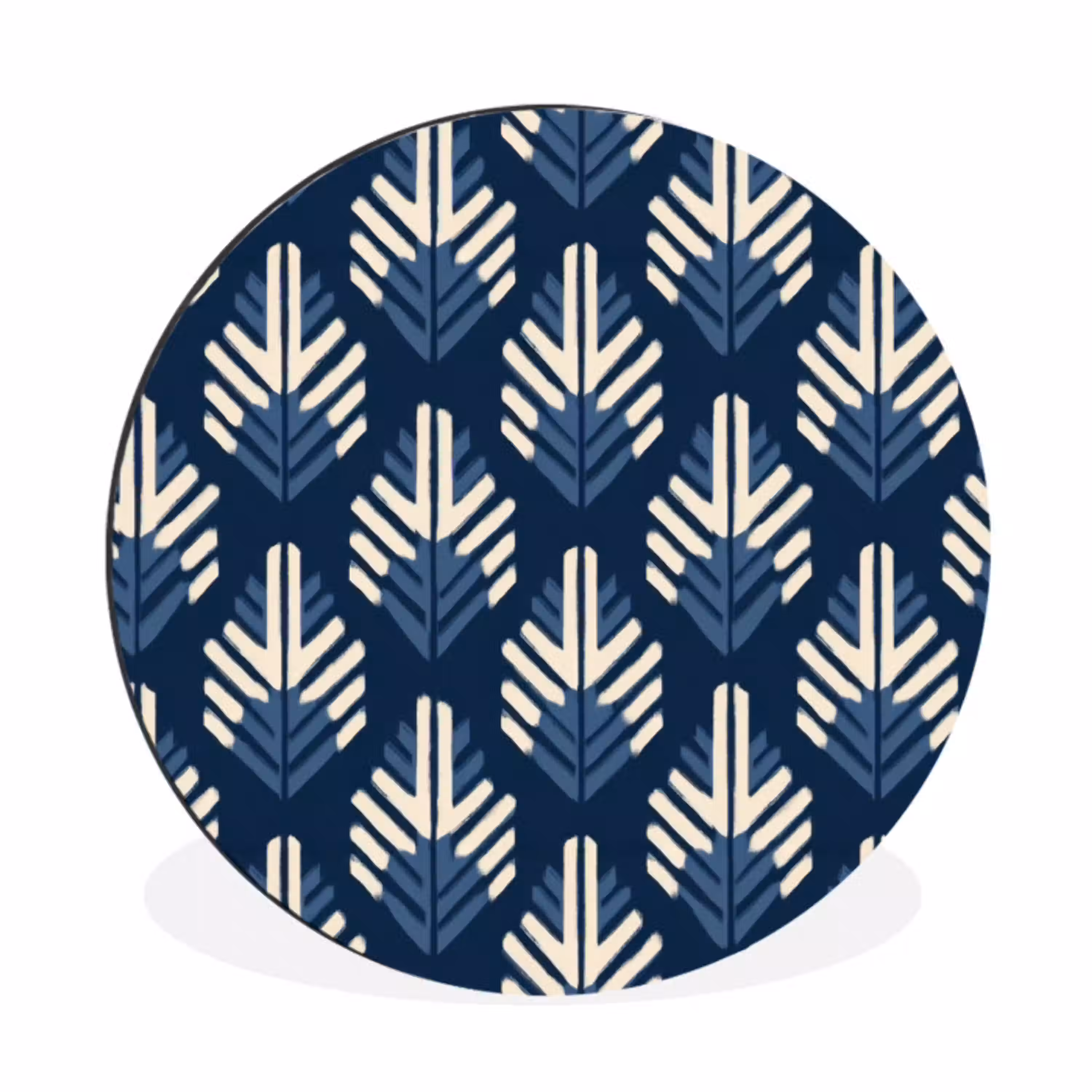 Modern - Patroon - Blauw Wandcirkel aluminium klein 190 -3d