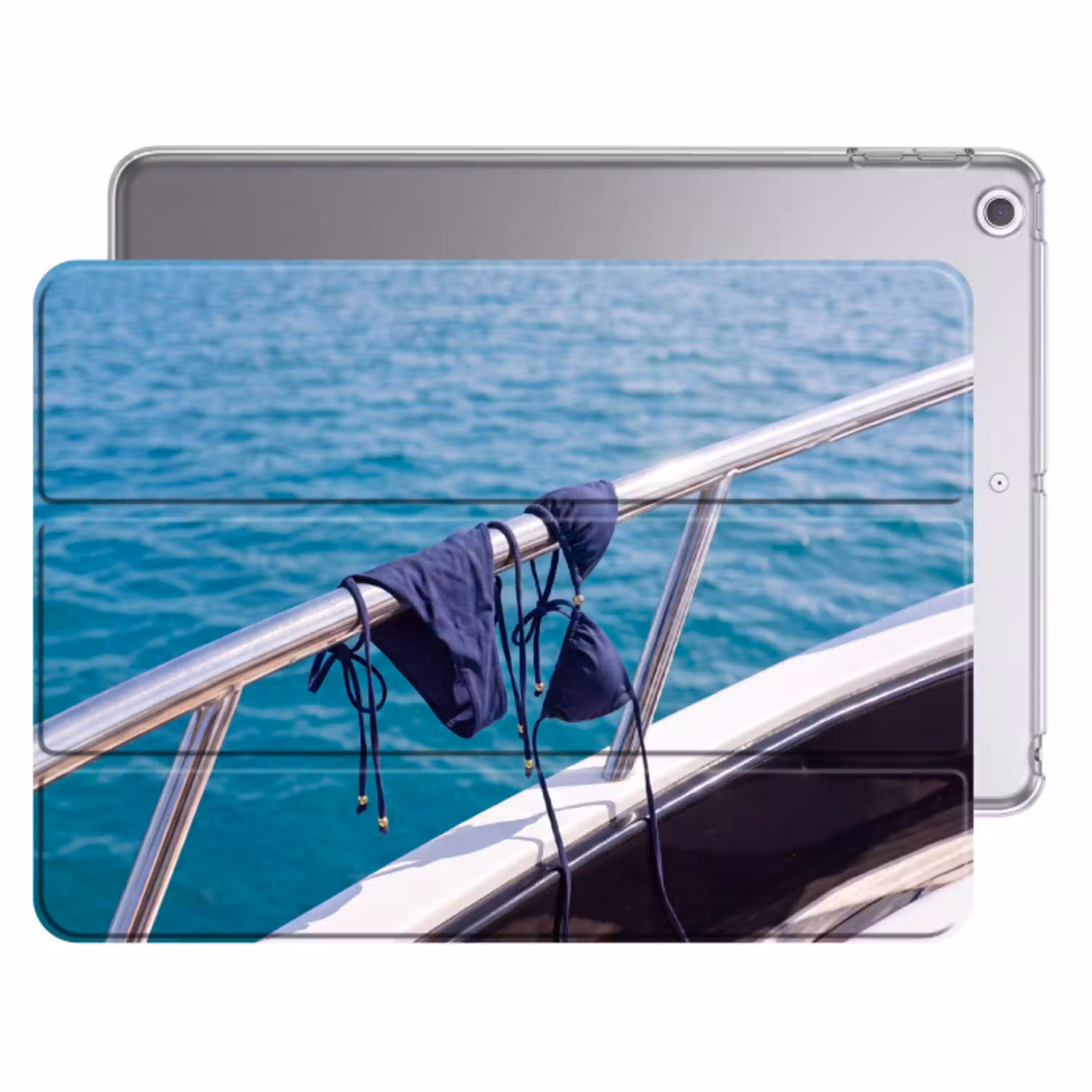 Bikini - Reling - Zee - Zomer - Blauw Apple iPad 2017 middel -threedimensional_3d_global