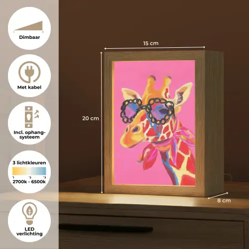 Giraf - Roze - Bril - Sjaal Light Box met kabel (Tafellamp) klein -USP_NL