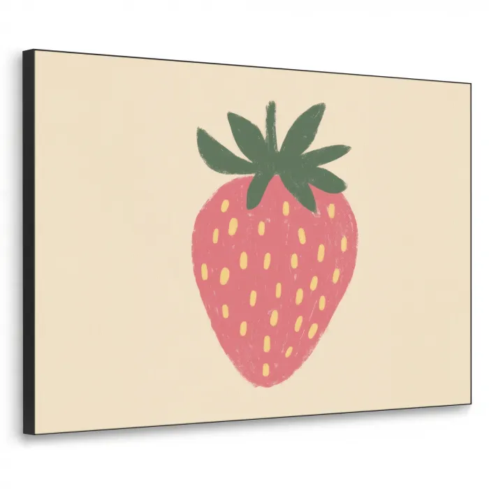 Aardbei - Minimalistisch - Rood - Fruit Textielframe - compleet frame klein -3d