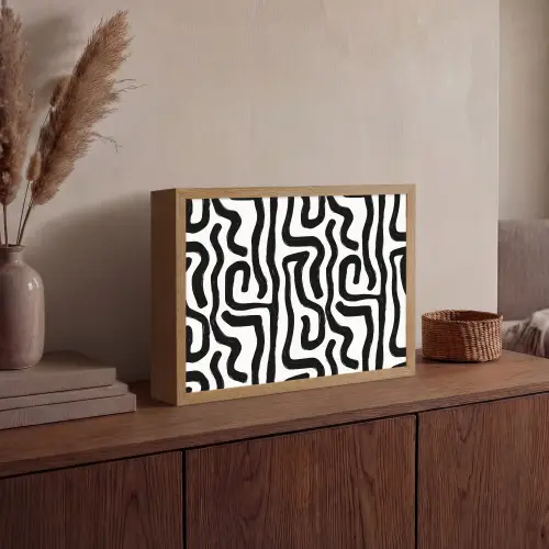 Modern - Lijnen - Zwart Light Box met batterij (Wandlamp) middel 907 -sfeer2