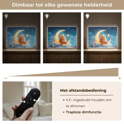 Knuffel - Monster - Maan - Wolken Light Box met batterij (Wandlamp kind) middel -USP_dimbaarNL