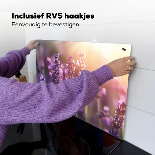 Lavendelbloemen - Paars - Zonlicht Inductie beschemer met haakjes klein -ky-ophangen-nl