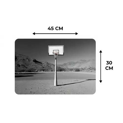 Basketbalpaal - Landschap - Zand - Wit Placemat vinyl groot -specs