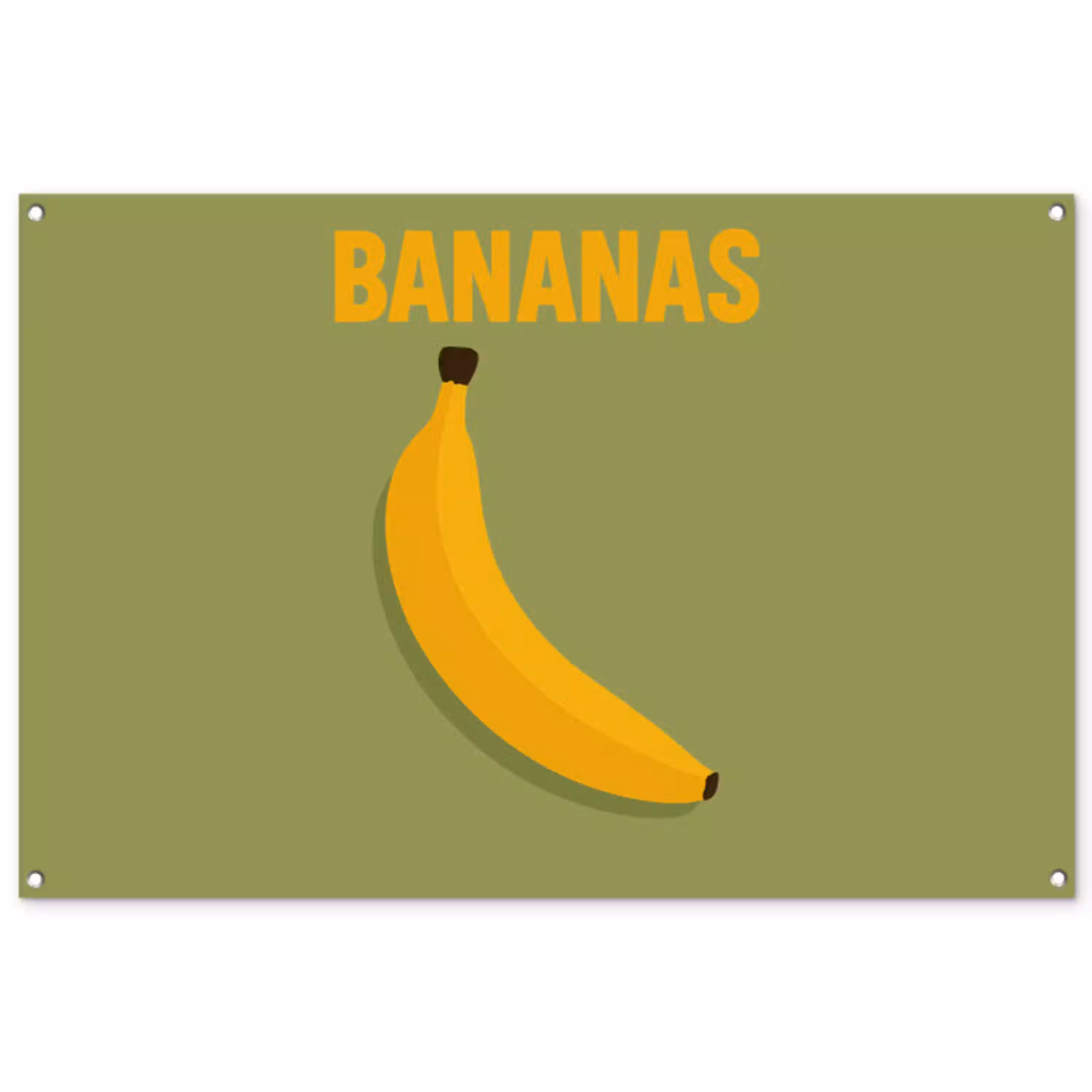 Banaan - Minimalistisch - Geel tuinposter los doek groot -3d
