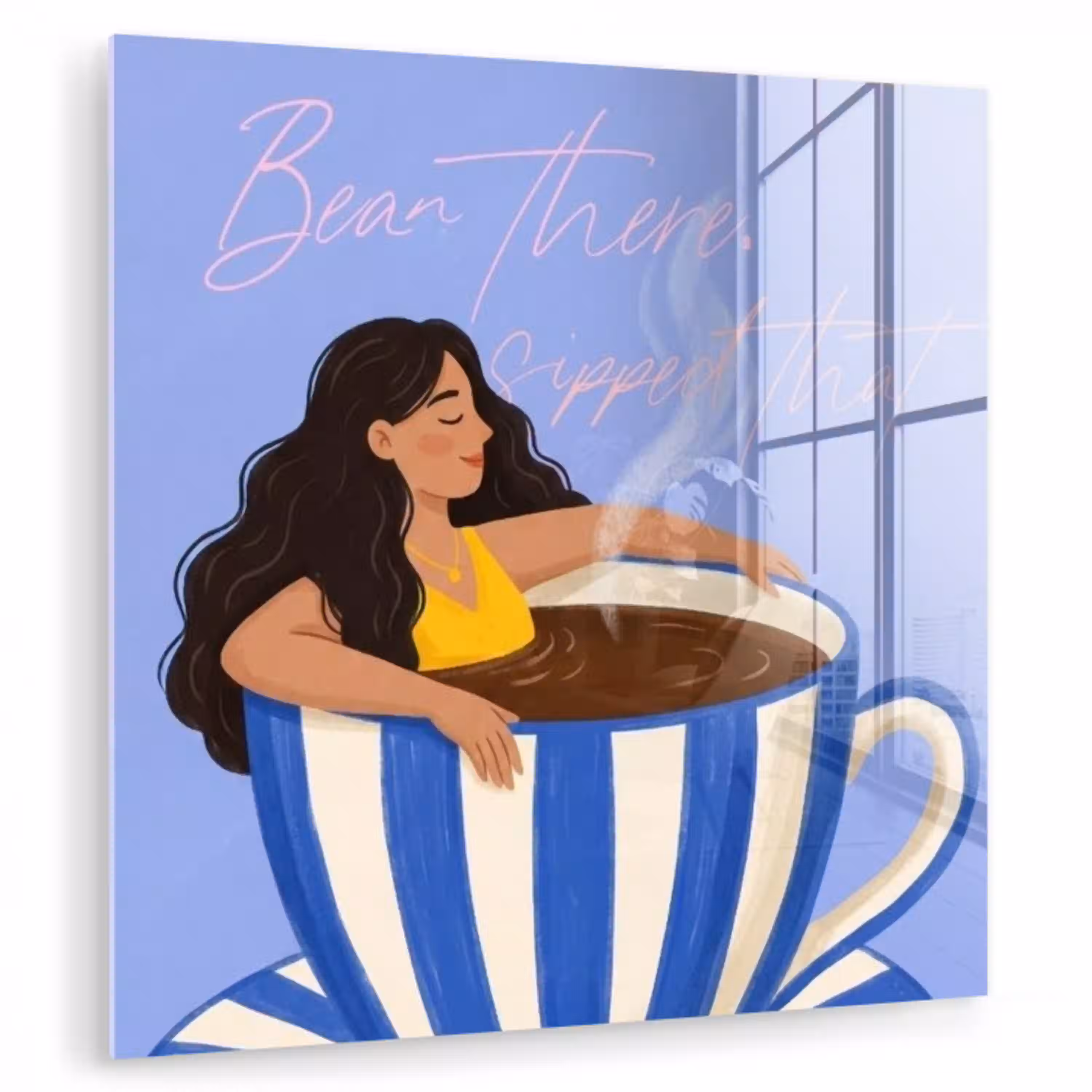 Mok - Koffie - Vrouw - Paars plexiglas 5mm klein -zzzproduct_nieuw