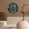 Bloemen - Lieveheersbeestje - Hartje - Rood Wandcirkel kunststof plaat 5mm dik klein -sfeer1