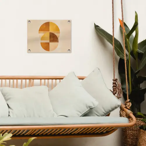 Cirkels - Geel - Minimalistisch tuinposter los doek klein -sfeer7