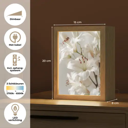 Lelies - Boekte - Wit - Meeldraden Light Box met kabel (Tafellamp) klein -USP_NL