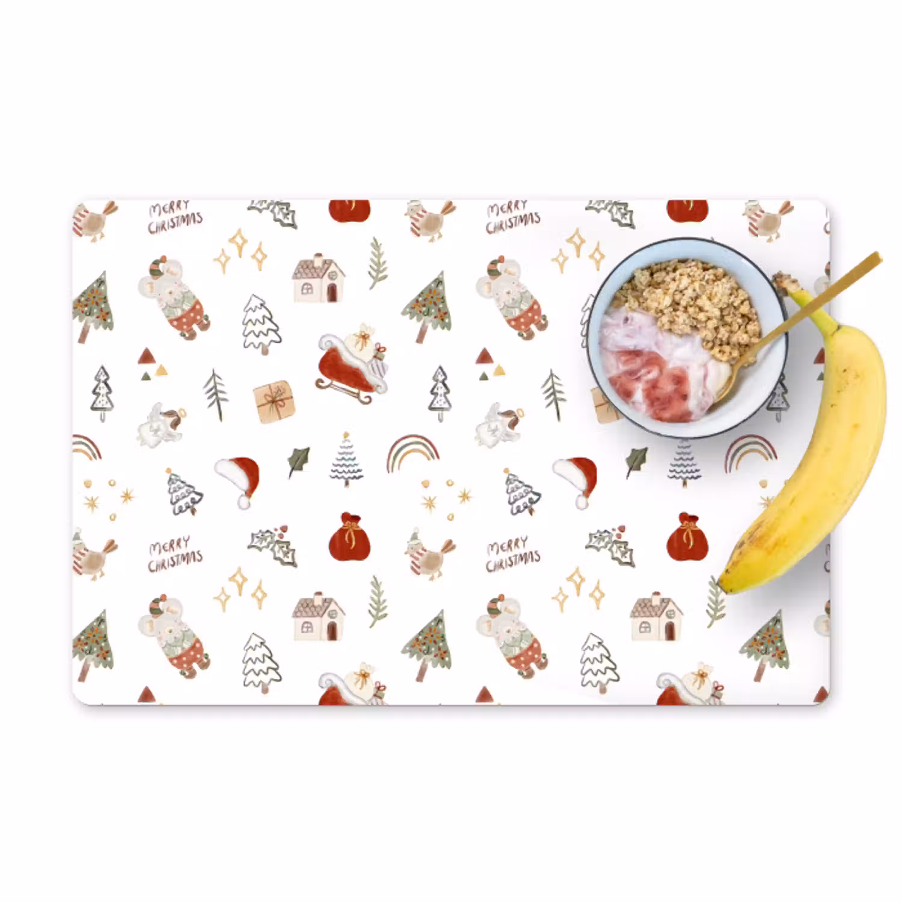 Kerst - Patroon - Kerstbomen - Feestdagen - Wit Placemat vinyl groot -zzzproduct_Kitchenyeah-website