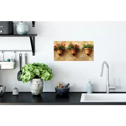Bloempotten - Muur - Vintage Muursticker klein -keuken