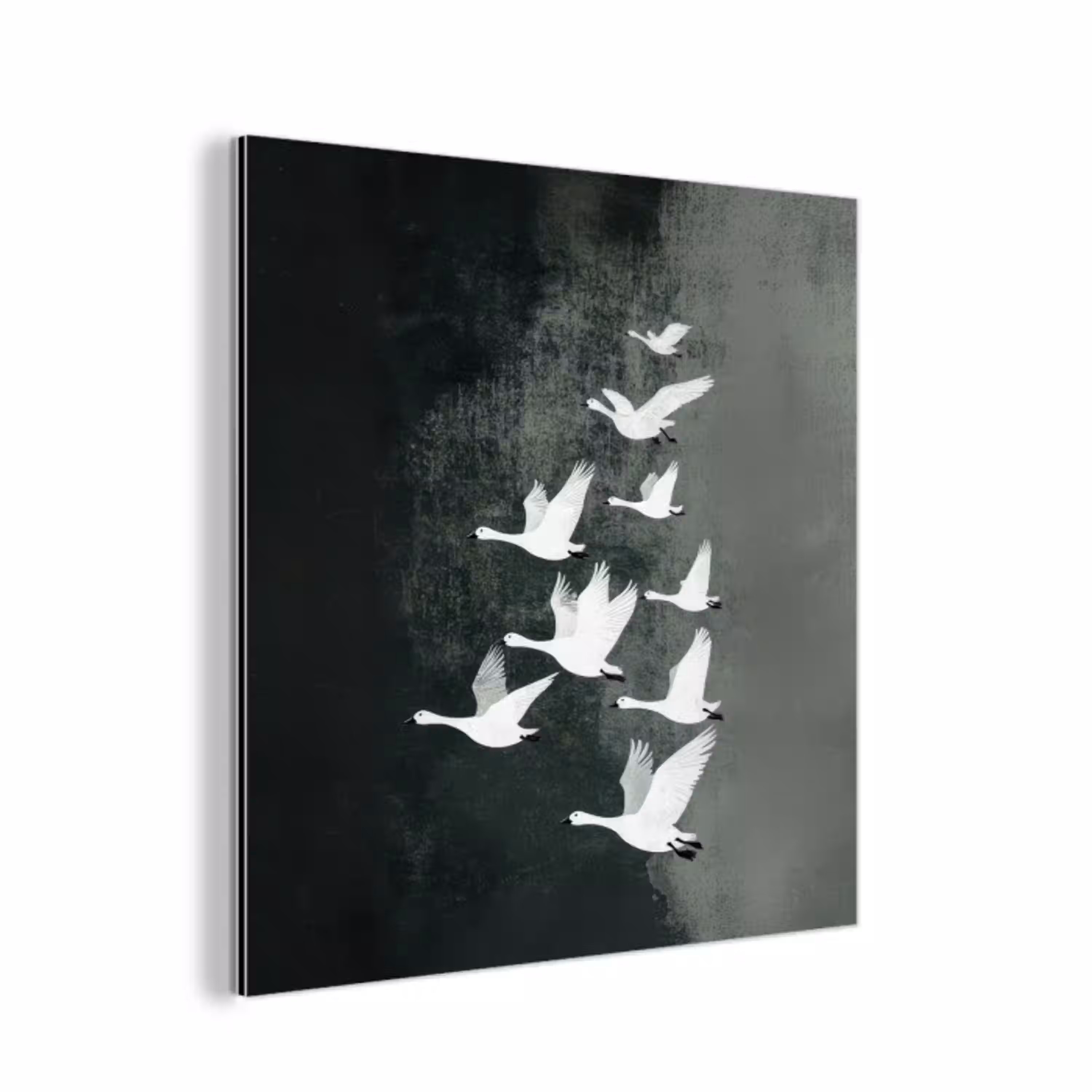 Vogel - Japandi - Groen aluminium wit klein -3d