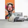 Portret - Vrouw - Abstract - Bloemen fotobehang vinyl groot -slaapkamer