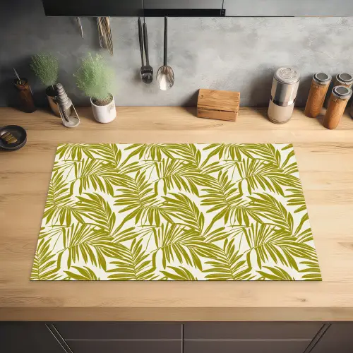 Palmblad - Patroon - Groen Inductie beschermer vinyl 3mm klein 276 -sfeer5