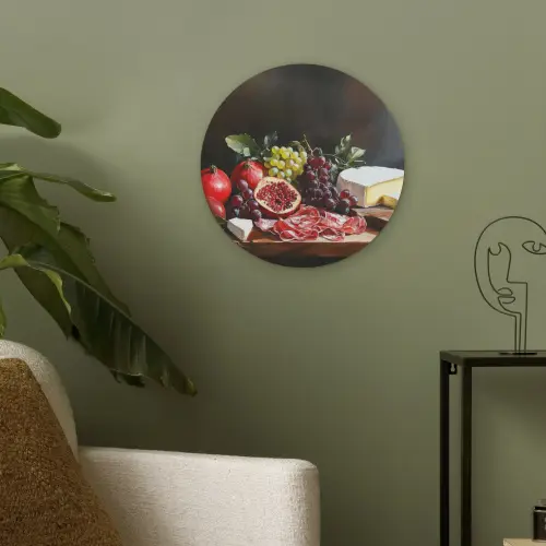 Borrelplank - Stilleven - Vintage Akoestische PET Vilt - Rond klein -sfeer2