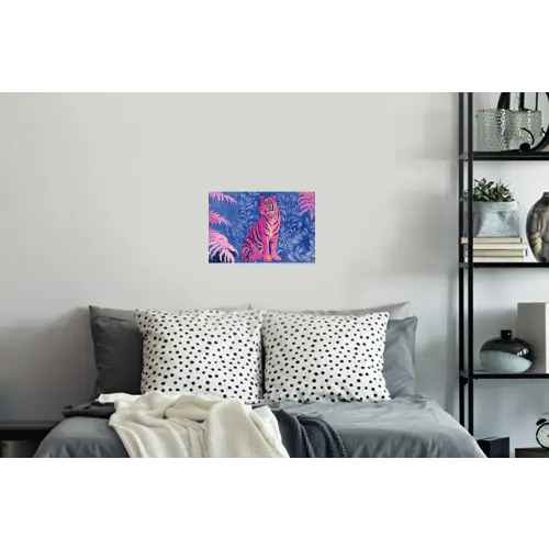 Tijger - Roze - Bladeren - Jungle Muursticker klein -slaapkamer