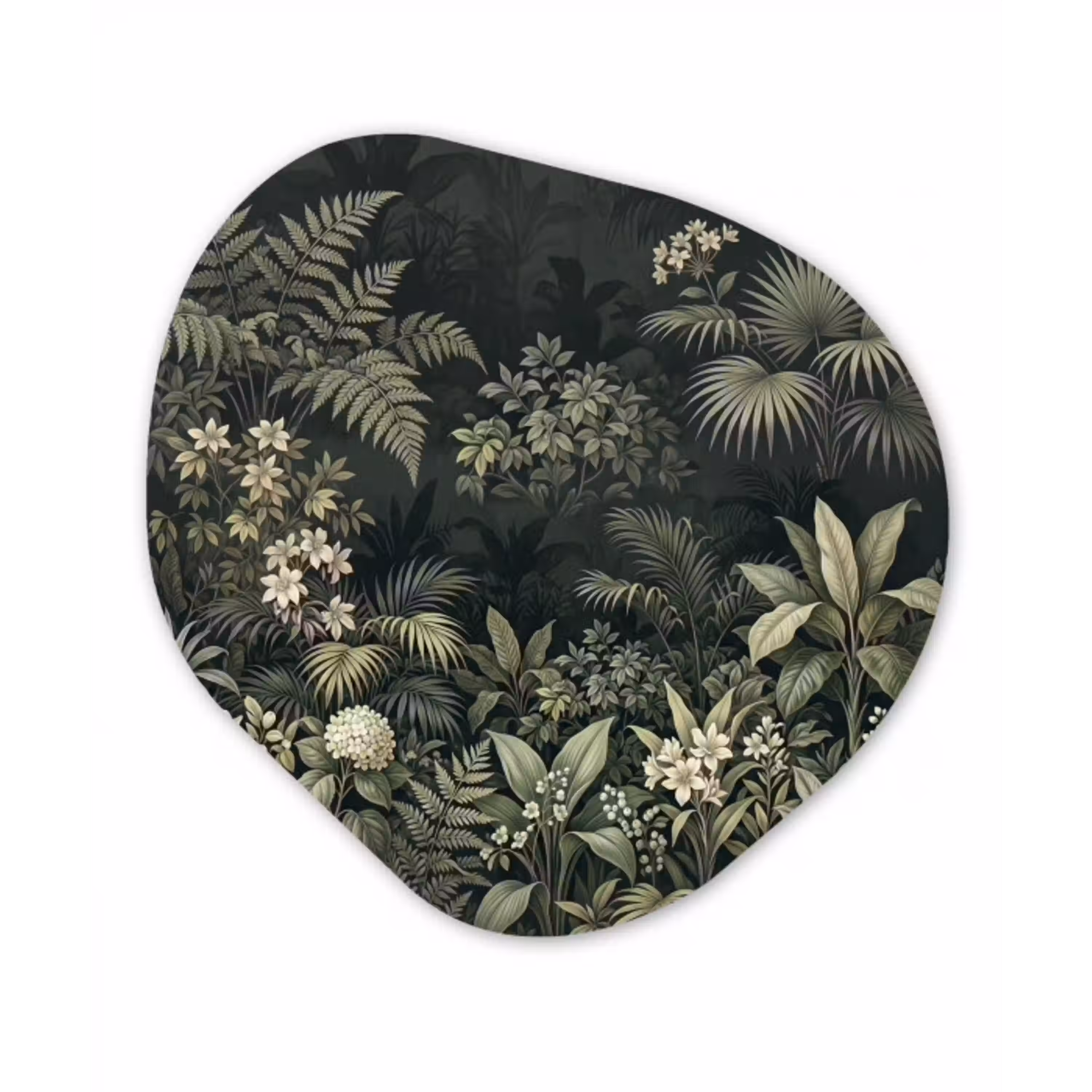 Jungle - Bladeren - Botanisch - Groen Wandcirkel Organisch Aluminium middel -3d