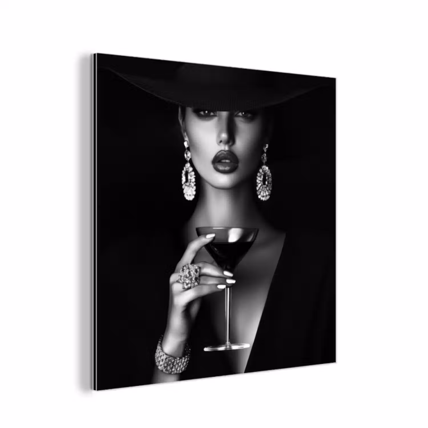 Aluminium schilderij - Vrouw - Cocktail - Chic