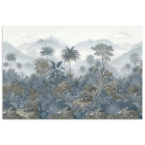 Jungle - Landschap - Blauw poster papier klein -3d