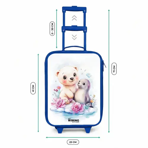 IJsbeer en zeehond op een ijsschots Kinderkoffer - Blauw klein -productfoto_formaten